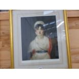 A DECORATIVE COLOUR PORTRAIT PRINT AFTER THE 19th CENTURY ORIGINAL, PENCIL SIGNED