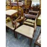 A SET OF FIVE GEORGIAN DINING CHAIRS, TOGETHER WITH A SIMILAR ARMCHAIR (6)