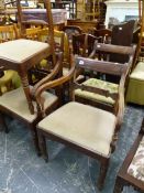 A SET OF FIVE GEORGIAN DINING CHAIRS, TOGETHER WITH A SIMILAR ARMCHAIR (6)