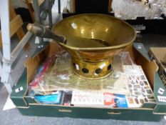 MILLERS GUIDES, OTHER BOOKS, A BRASS SKIMMER AND A BOWL