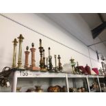 FOURTEEN TABLE LAMPS, AN OIL LAMP AND A SELECTION OF SHADES