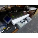 VINTAGE COMPUTERS, TWO SEWING MACHINES, RECORD DECK ETC
