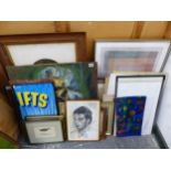 A COLLECTION OF VINTAGE AND LATER PICTURES TO INCLUDE PENCIL SIGNED ETCHINGS, CONTEMPORARY PRINTS,