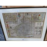 AFTER JOHN SPEEDE AN ANTIQUE HAND COLOURED MAP OF NORTHUMBRLAND. 39 x 51cms