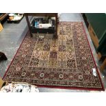 TWO SIMILAR MACHINE MADE RUGS OF PERSIAN GARDEN DESIGN. LARGEST 233 x 170cms TOGETHER WITH ANOTHER