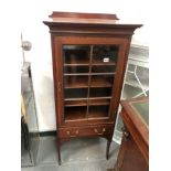 AN EDWARDIAN MAHOGANY INLAID MUSIC CABINET. H 122 W 53 D 38cms