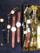 A QUANTITY OF VARIOUS WRIST WATCHES TO INCLUDED A 9ct GOLD JW BENSON, AND OTHERS.