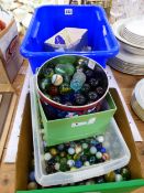 A COLLECTION OF GLASS MARBLES