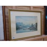 W. LANGLEY (19th CENTURY ENGLISH SCHOOL) TWO HIGHLAND LAKE VIEWS, SIGNED, WATERCOLOURS. 25 x