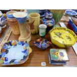 DECORATIVE MID CENTURY VASES AND DECORATIVE WARES INCLUDING RADFORD, BURSLEY WARE, BESWICK, WOOD AND