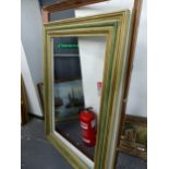 A PAIR OF LARGE CONTEMPORARY PICTURE FRAMES. REBATE SIZE 130 x 83cms TOGETHER WITH ANOTHER LARGER