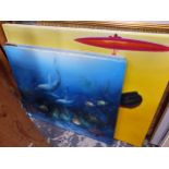 A SMALL COLLECTION OF CONTEMPORARY ARTWORKS BY VARIOUS HANDS INCLUDING AN UNDERWATER VIEW, A