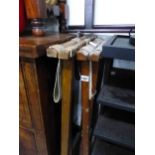 TWO ANTIQUE BUTLER TRAY STANDS AND A MODERN EXAMPLE (3)