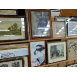 A LARGE GROUP OF ANTIQUE AND LATER FURNISHING PICTURES INCLUDING LANDSCAPE SUBJECTS, HUNTING PRINTS,