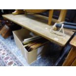 A CHILDS SCHOOLS DESK. H 53 W 112 D 56cms