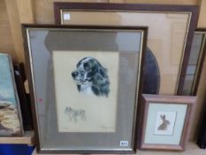 ROS BRADY TWO PORTRAITS OF SPANIELS, SIGNED. WATERCOLOURS 31 x 22cms. TOGETHER WITH TWO OTHER