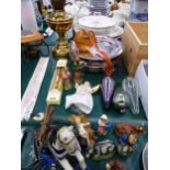 A PAIR OF SILVER PLATED WARMING DISHES, A MAUCHLIN WARE TREEN STRING BOX, A BRASS AND GLASS FIRE