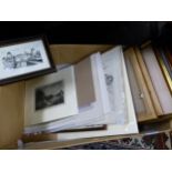 A SMALL COLLECTION OF DECORATIVE PRINTS, TWO WATERCOLOURS ETC
