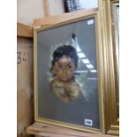 OXBOROUGH OF BANFF (20th CENTURY SCHOOL) PORTRAIT OF A NORTH AMERICAN INDIAN CHILD, SIGNED,