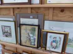 A GROUP OF PICTURES INCLUDING 20th CENTURY WATERCOLOURS, ANTIQUE SPORTING PRINTS ETC. BY DIFFERENT