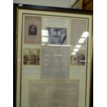 AN INTERESTING FRAMED PICTURE OF VARIOUS EVENTS PERTAINING TO THE SHAKESPEARE MEMORIAL THEATRE,