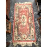 A AUBUSSON DESIGN SMALL RUG. 156 x 78cms