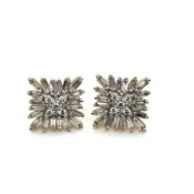 A PAIR OF 18ct HALLMARKED GOLD MULTI DIAMOND CLUSTER EARRINGS. APPROX ESTIMATED TOTAL DIAMOND WEIGHT