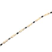 A HALLMARKED 9ct GOLD, DIAMOND AND SAPPHIRE LINE BRACELET. LENGTH 18cms. WEIGHT 5.44grms.