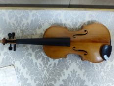 A CASED VIOLIN AND BOW, THE FORMER LABELLED ARTHUR RICHARDSON CREDITION 1949, TOGETHER WITH A 1949