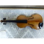 A CASED VIOLIN AND BOW, THE FORMER LABELLED ARTHUR RICHARDSON CREDITION 1949, TOGETHER WITH A 1949