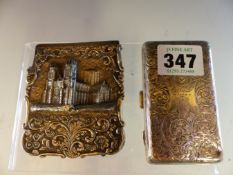 THE BASE OF A CARD CASE BY NATHANIEL MILLS, BIRMINGHAM 1844, WITH DURHAM CATHEDRAL DEPICTED ON ONE