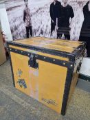 A LOUIS VUITTON BRASS STUDDED LEATHER COVERED CABIN TRUNK. WITH RELINED INTERIOR