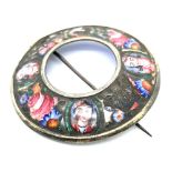 AN ANTIQUE PERSIAN QAJAR ENAMELLED ROUNDEL BROOCH. DIAMETER 5.8cms.