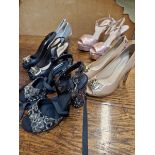 FOUR PAIRS OF JORGE BISCHOFF HIGH HEELED SHOES AND ONE PAIR OF TOP SHOP SHOES.(SIZES VARY)