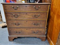 A GEORGE III MAHOGANY CHEST OF FOUR GRADED LONG DRAWERS ON BRACKET FEET. W 81 x D 47 x H 80cms.