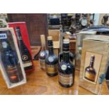 BRANDY AND PORT: FIVE AND A HALF BOTTLES OF THREE BARRELS BRANDY WITH TWO BOXED, TOGETHER WITH A