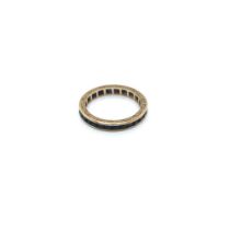 A VINTAGE 9ct HALLMARKED GOLD, SAPPHIRE FULL ETERNITY RING. DATED 1970, BIRMINGHAM, MAKERS MARK M&B.