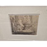 ENGLISH SCHOOL, SIR FRANCIS CHANTREY IN HIS SCULPTURE STUDIO, PENCIL. 13 x 16.5cms. TOGETHER WITH