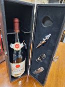 A PRESENTATION BOX OF A 2011 MAGNUM OF GUIGAL COTES DU RHONE WITH CORKSCREW, STOPPER AND POURING