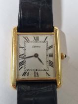 A VINTAGE SWISS DeLANEAU WRISTWATCH. THE CASE STAMPED 18k AND .750 AND ASSESSED AS 18ct GOLD. ON A