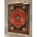 AN ANTIQUE PERSIAN ABDEH RUG. 152 x 110cms