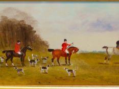 PHILIP RIDEOUT (1850-1920), A PAIR OF HUNTING SCENES, OIL ON BOARD, SIGNED LOWER RIGHT AND DATED