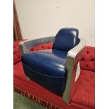 A VINTAGE 1950'S STYLE ALLOY AVIATION INSPIRED RETRO ARMCHAIR