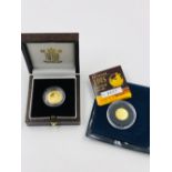 A BRITANNIA 2005 FINE GOLD PROOF £10 COIN, WEIGHT 3.41grms, TOGETHER WITH A 1997 GUERNSEY £5, 24ct