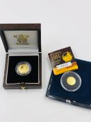 A BRITANNIA 2005 FINE GOLD PROOF £10 COIN, WEIGHT 3.41grms, TOGETHER WITH A 1997 GUERNSEY £5, 24ct