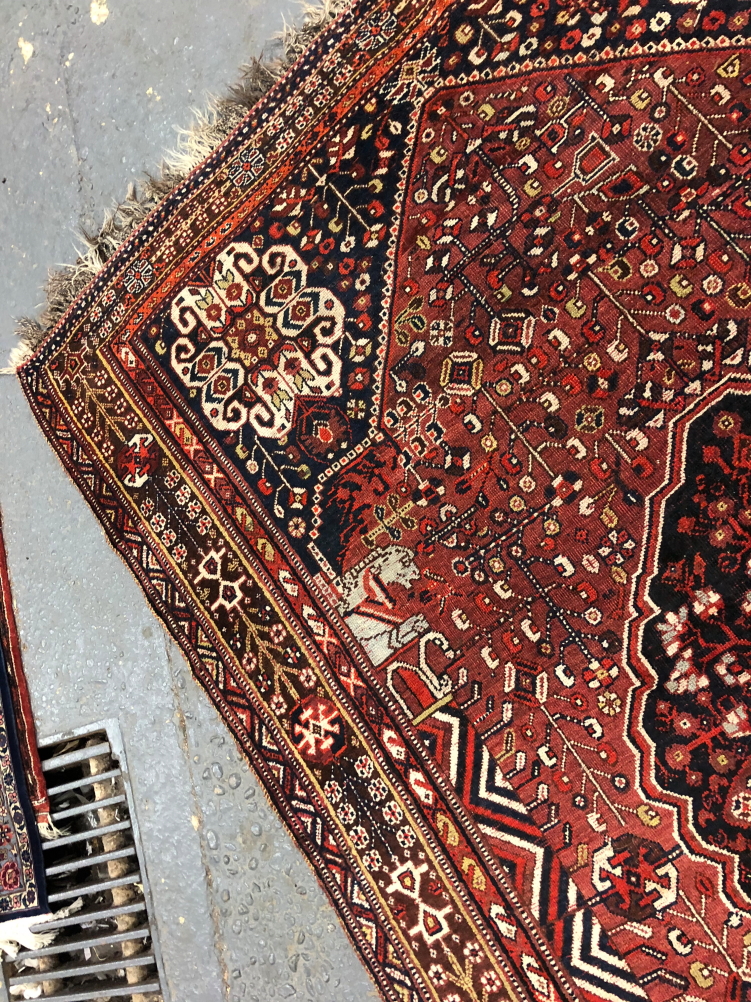 AN ANTIQUE PERSIAN SHIRAZ RUG. 260 x 172cms - Image 6 of 7