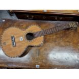 ANTIQUE PARLOUR GUITAR C1820 ROSEWOOD BACK AND BOUTS , MOTHER OF PEARL INLAY , MOTHER OF PEARL FRETS
