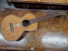 ANTIQUE PARLOUR GUITAR C1820 ROSEWOOD BACK AND BOUTS , MOTHER OF PEARL INLAY , MOTHER OF PEARL FRETS