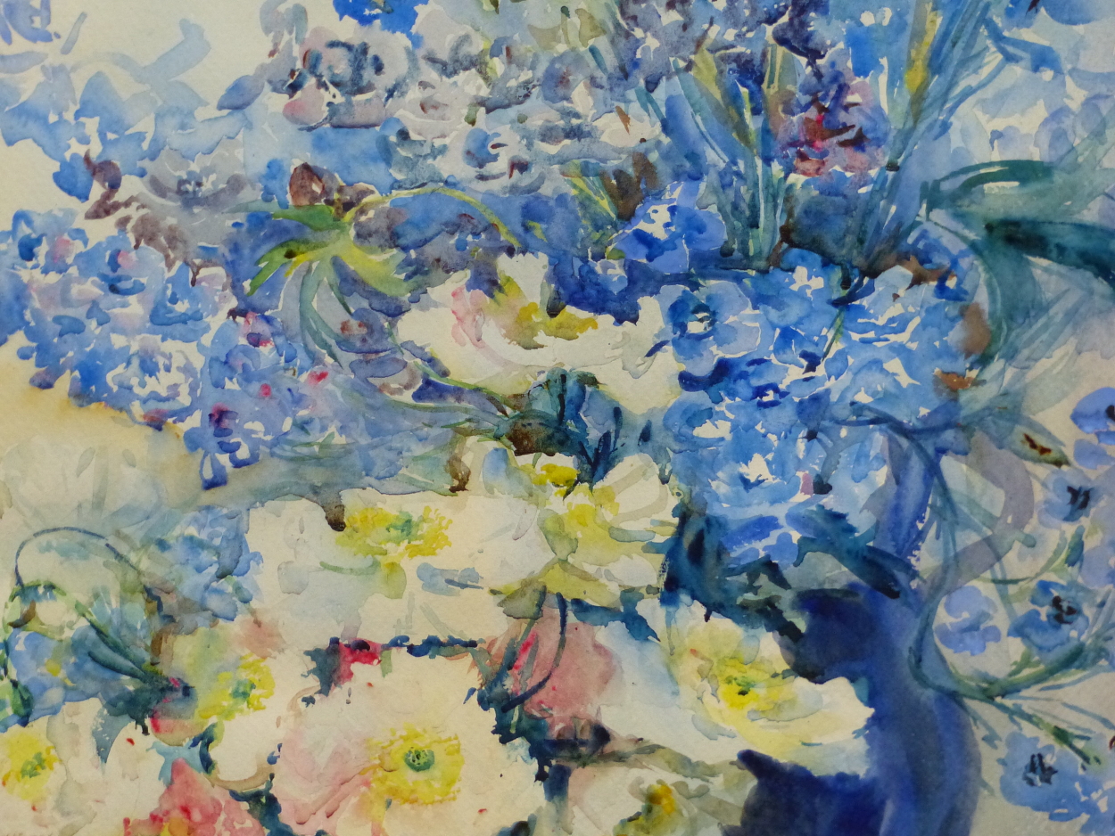 MARION BROOM (20th CENTURY ENGLISH SCHOOL) FLORAL STILL LIFE, SIGNED WATERCOLOUR. 77 x 56 cms - Image 6 of 8