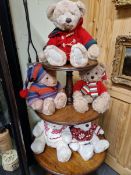 FIVE HARRODS CHRISTMAS BEARS: WILLIAM FOR 2003, THOMAS FOR 2004, ALEXANDER FOR 2006, ARCHIE FOR 2010